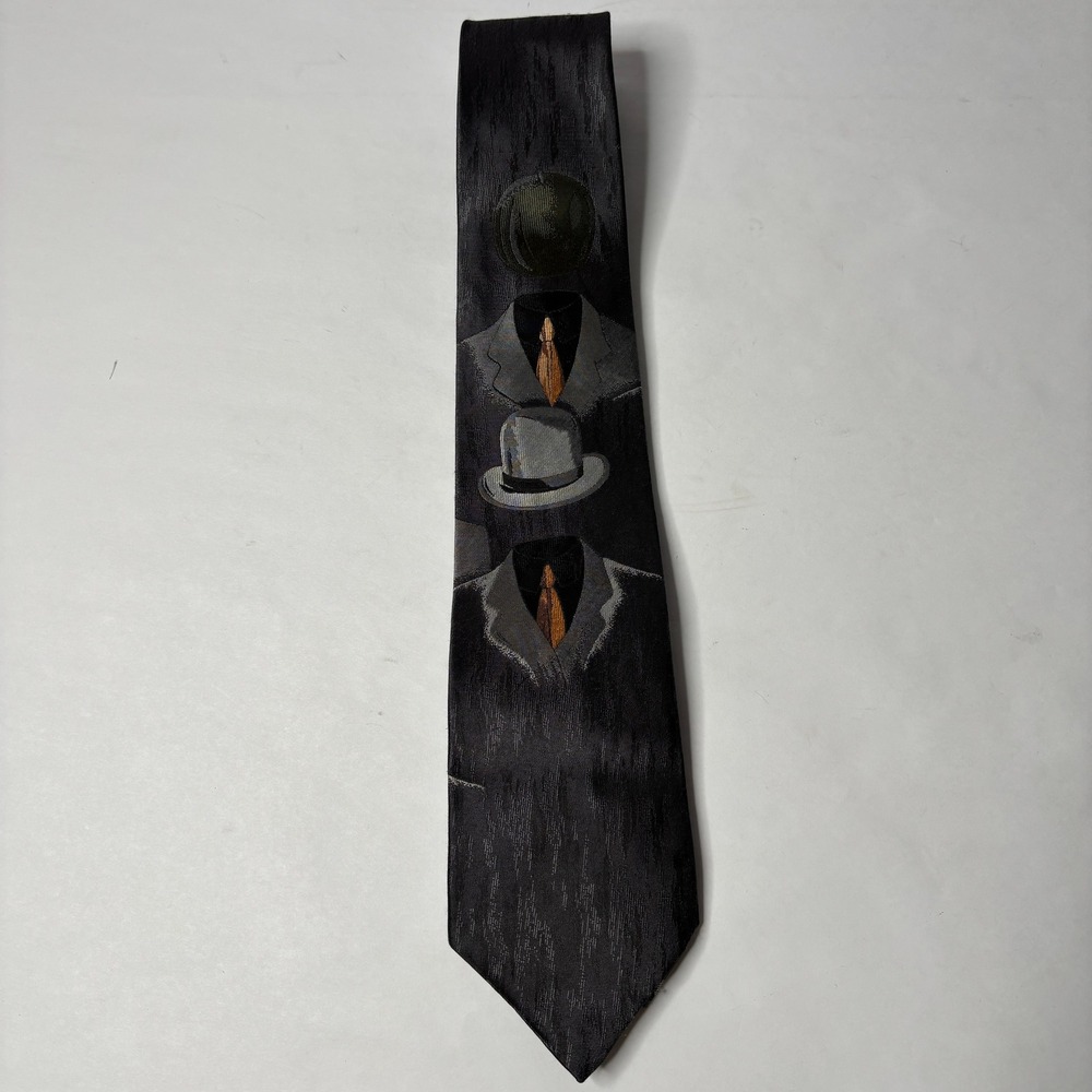VTG Mark of California Tie Gray Surrealist Art Necktie Hat‎ Apple Head Suit - Picture 5 of 5